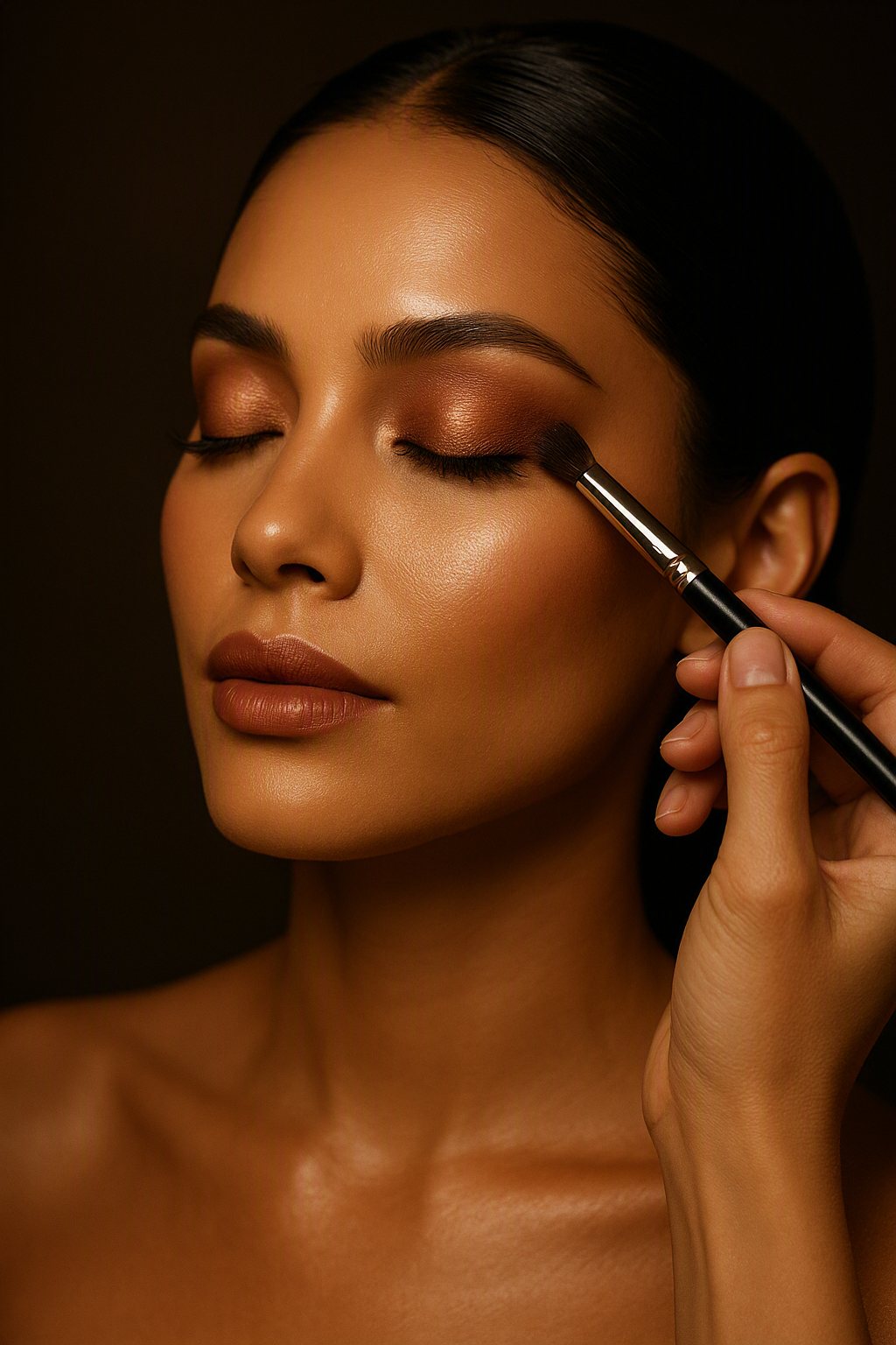 Maquiagem profissional com acabamento glamour